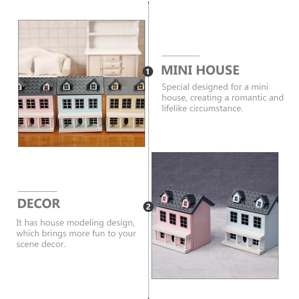 Girls Toys House Scene Layout Adornment Wood Tiny Model Suite Painted Mini Pink Wooden Furniture Decorative Child