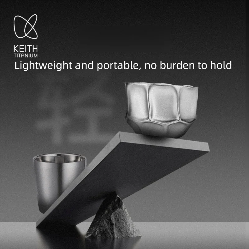 KEITH Pure Titanium Cup Unique Handcrafted Irregular Design Lightweight Luxury Open Cup for Coffee Tea Whiskey Home Office