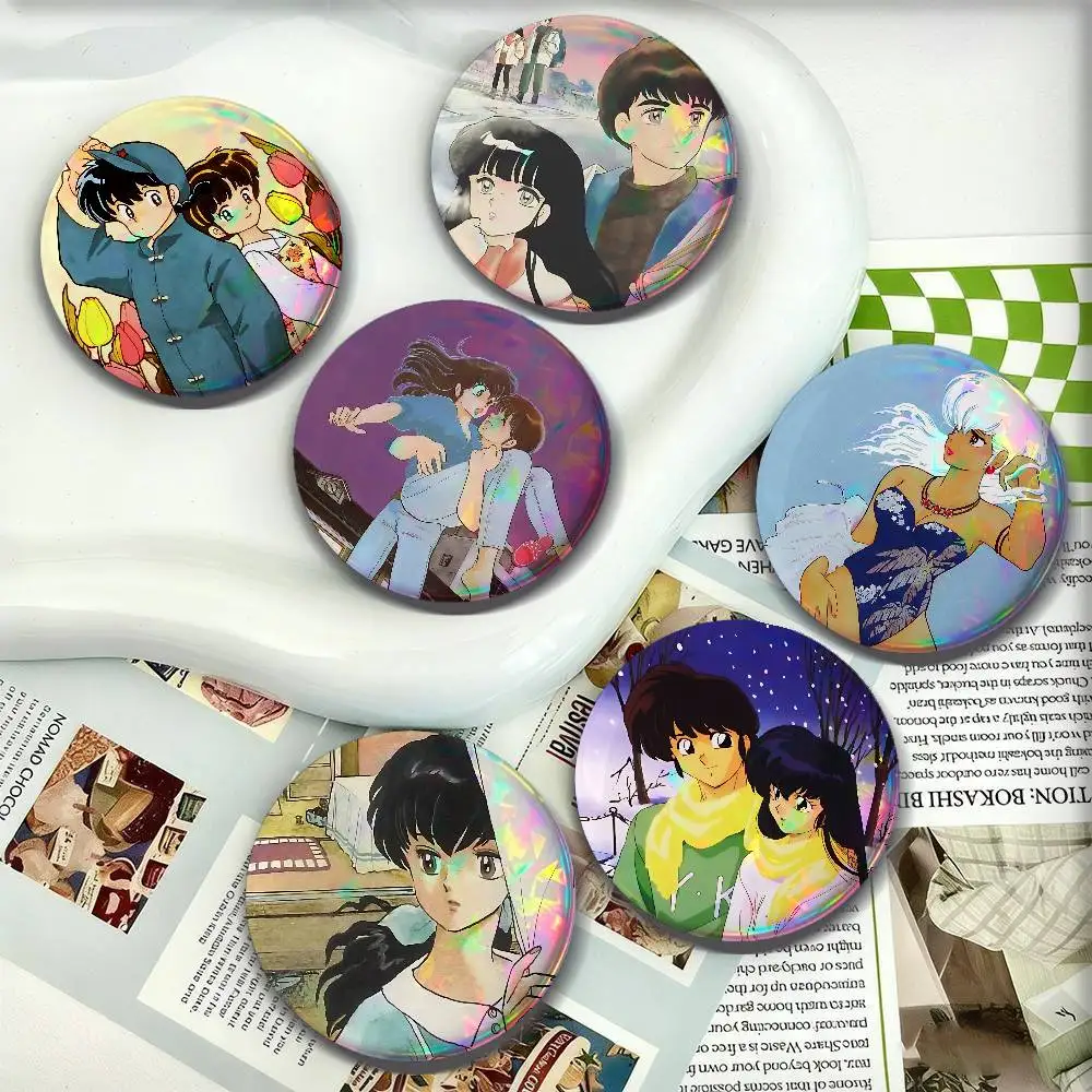 Anime Maison Ikkoku Cartoon For Badge Personalized Custom Laser Reflective Badge Hologram Metal Enamel Pin Brooch Souvenir Gift