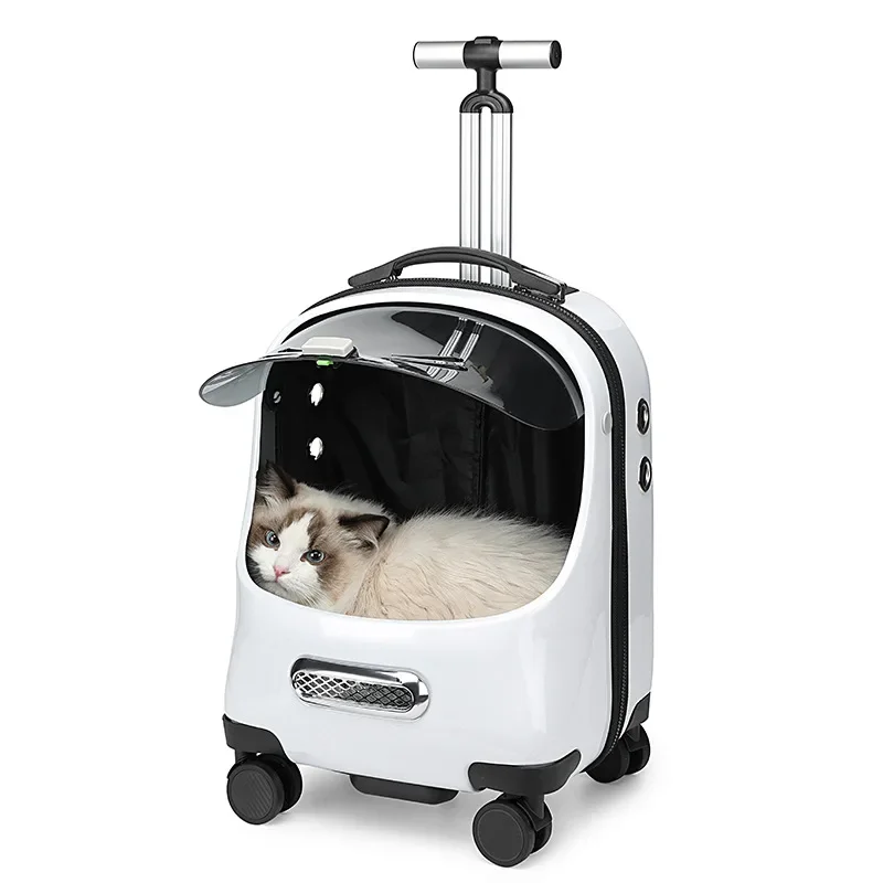 Pet Backpack Cat Trolley Bag Travel Carrier Pet Trolley Case on wheels breathable for pet cat and dog