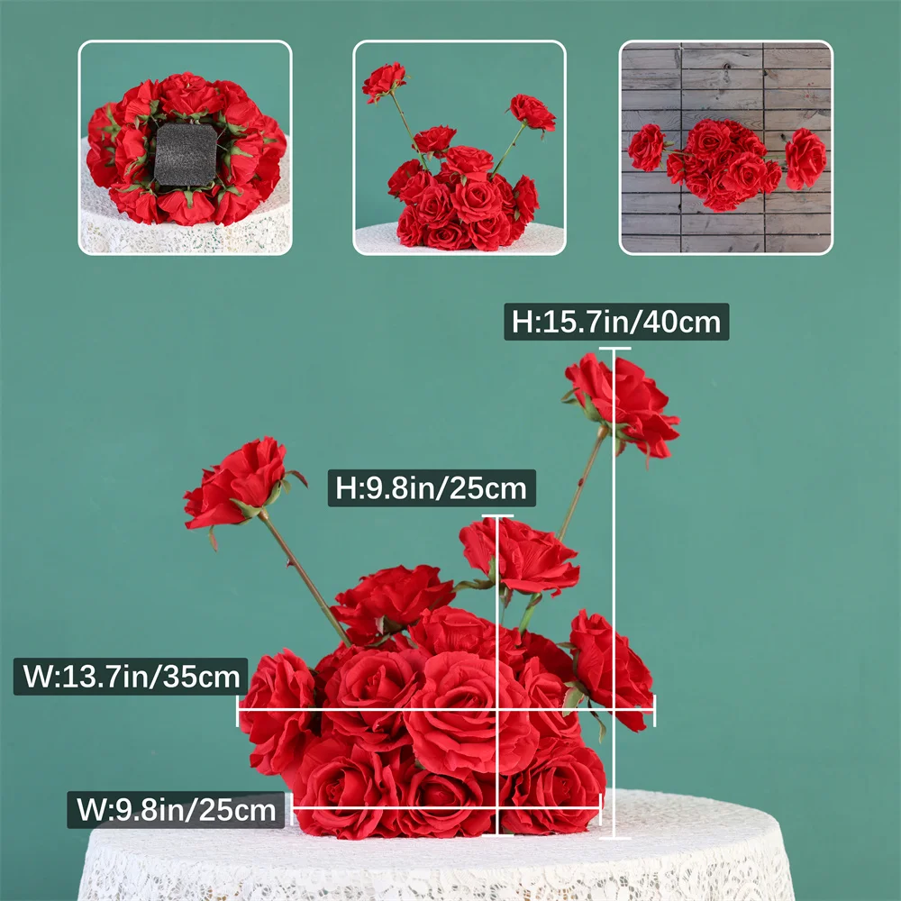 

Red Rose Floral Arrangement for Event Backdrop Decoration Customized Flower Ball Wedding Table Centerpieces