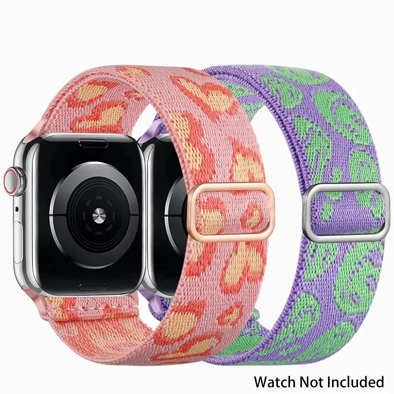 

New Printed Pattern Replacement Bands, Stretchy Nylon Loop for Apple Watch Ultra/8/7/6/5/4/3/SE - 49/45/44/42/41/40/38mm