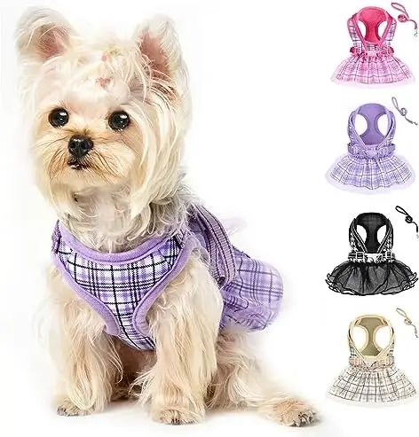 

Удобная шлейка для маленьких собак, дышащий жилет, регулируемый комплект с поводком Набор для маленьких собак: дышащая шлейка и поводок – дышащий материал