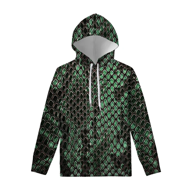 Y2K Fashion Holiday Party Hoodie Men 3d Printed Snakeskin Hooded Sweatshirts High Street Hip Hop Streetwear Oversized Pullovers