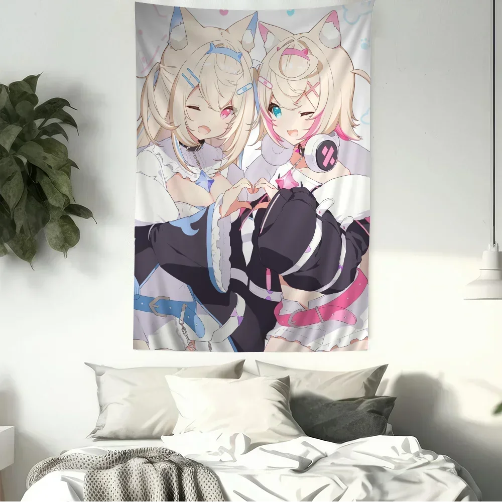 FuwaMoco Fuwawa Mococo Hololive Vtuber DIY Wall Tapestry for Living Room Home Dorm Decor Wall Art Decor