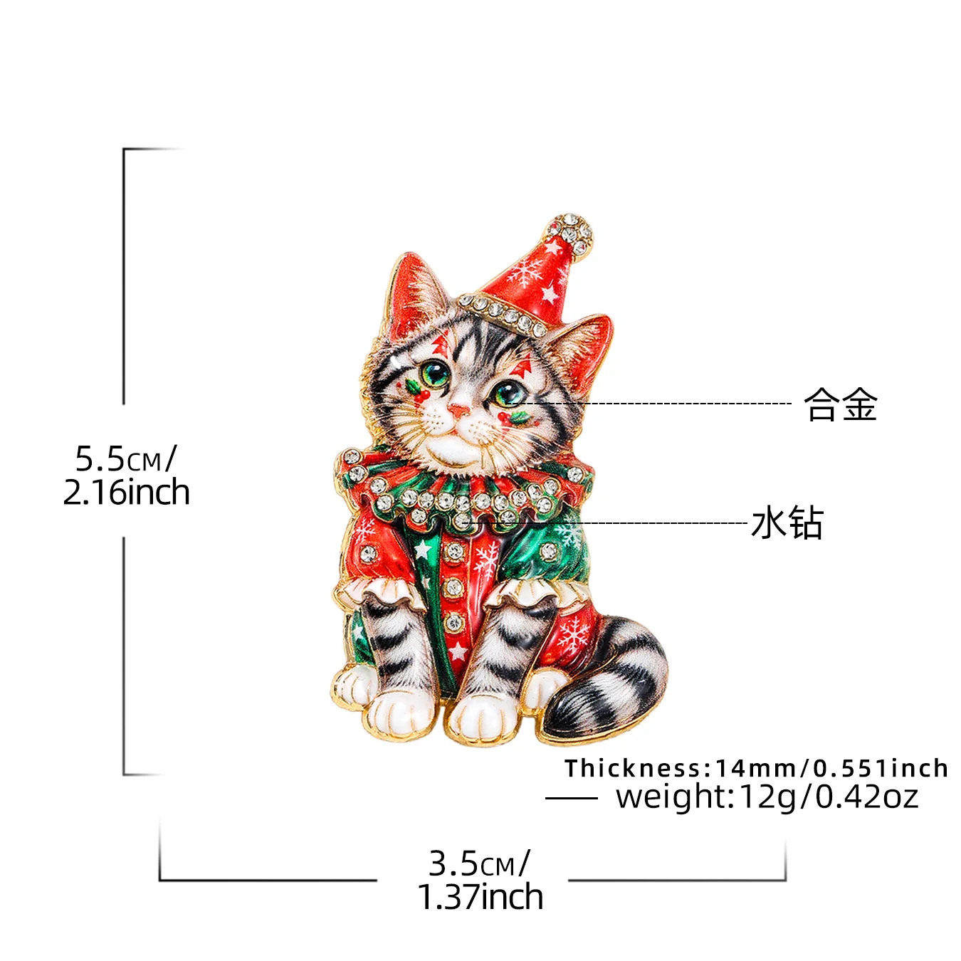 Cross border new Christmas cat brooch, high-end, light luxury, cute animal brooch, holiday gift decoration - view 5