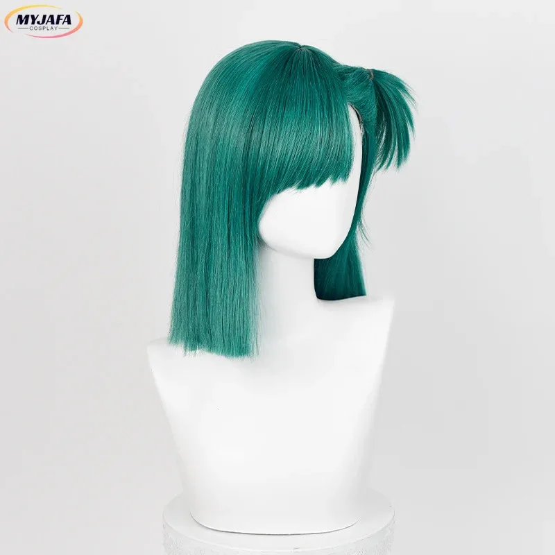 CyBulma Cosplay Wig Anime Buruma Short Green With Accessory  Heat Resistant Synthetic Hair Halloween Party Wigs + Wig Cap