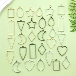 10/30pcs Open Frame Geometric Hollow Charms, UV Epoxy Resin Craft Pendants Frame For DIY Bracelet Necklace Jewelry Making