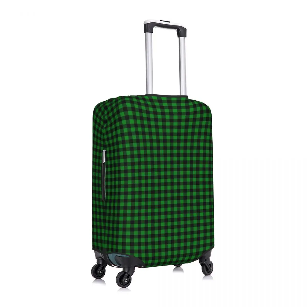 Gingham Check Suitcase Cover Black And Green Business Protector Holiday Strectch Luggage Supplies