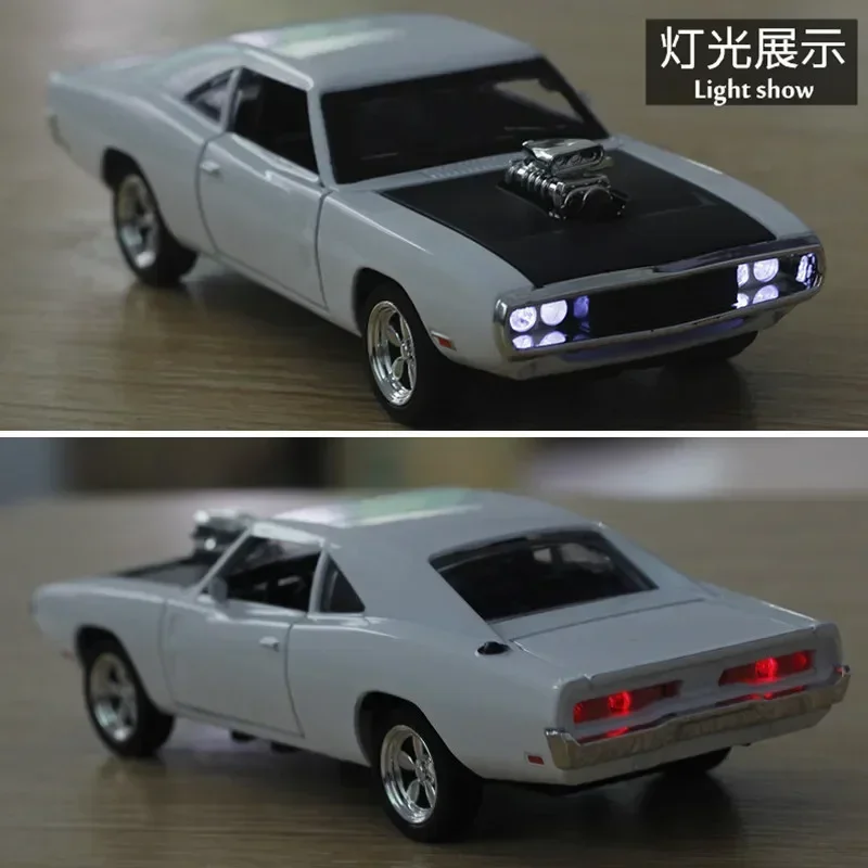 1:32 Fast & Furious Dodge Charger Muscle car Diecast Car modello in lega di metallo Pull Back Sound Light Car kids Gift Collection A142