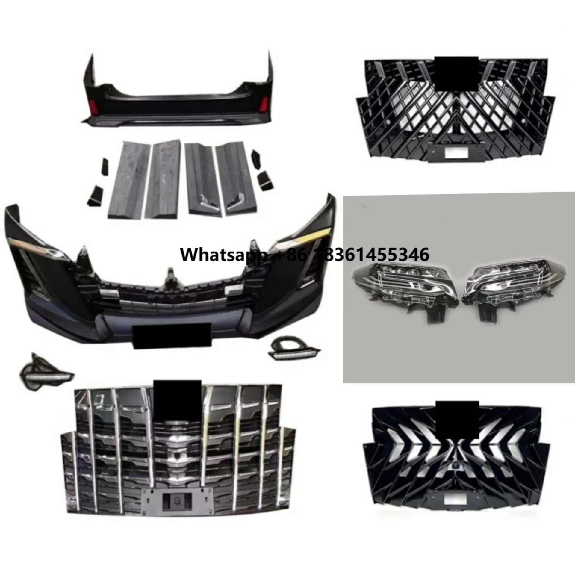 

For Alphard 2015-2021 Modified New Style Front Rear Bumper Headlight Grille Assembly Spoiler Body Kit Car Accessories