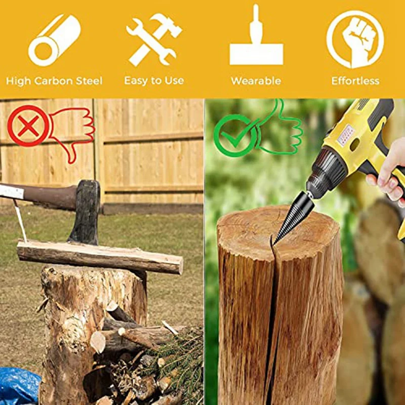 Simple Wood Splitter Removable Drill Bit Heavy-Duty Electric Drill Screwdriver Firewood Splitter Bit