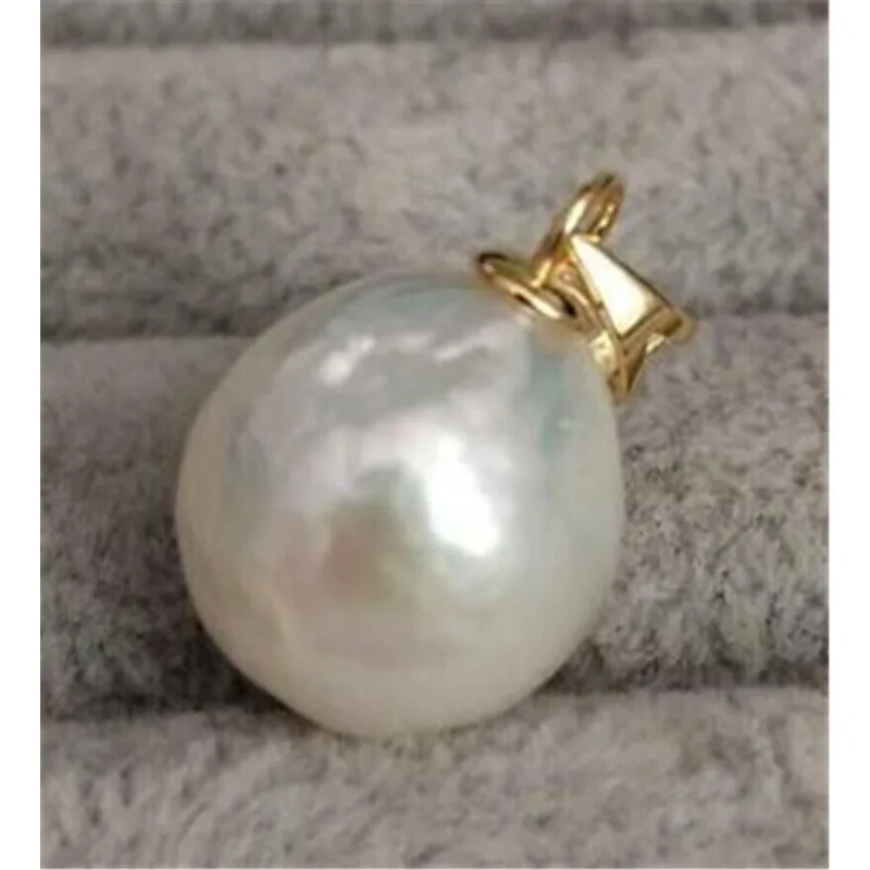 Baroque AAA + 10-11mm Natural South Sea White Women's Pearl Pendant 14K Yellow Gold