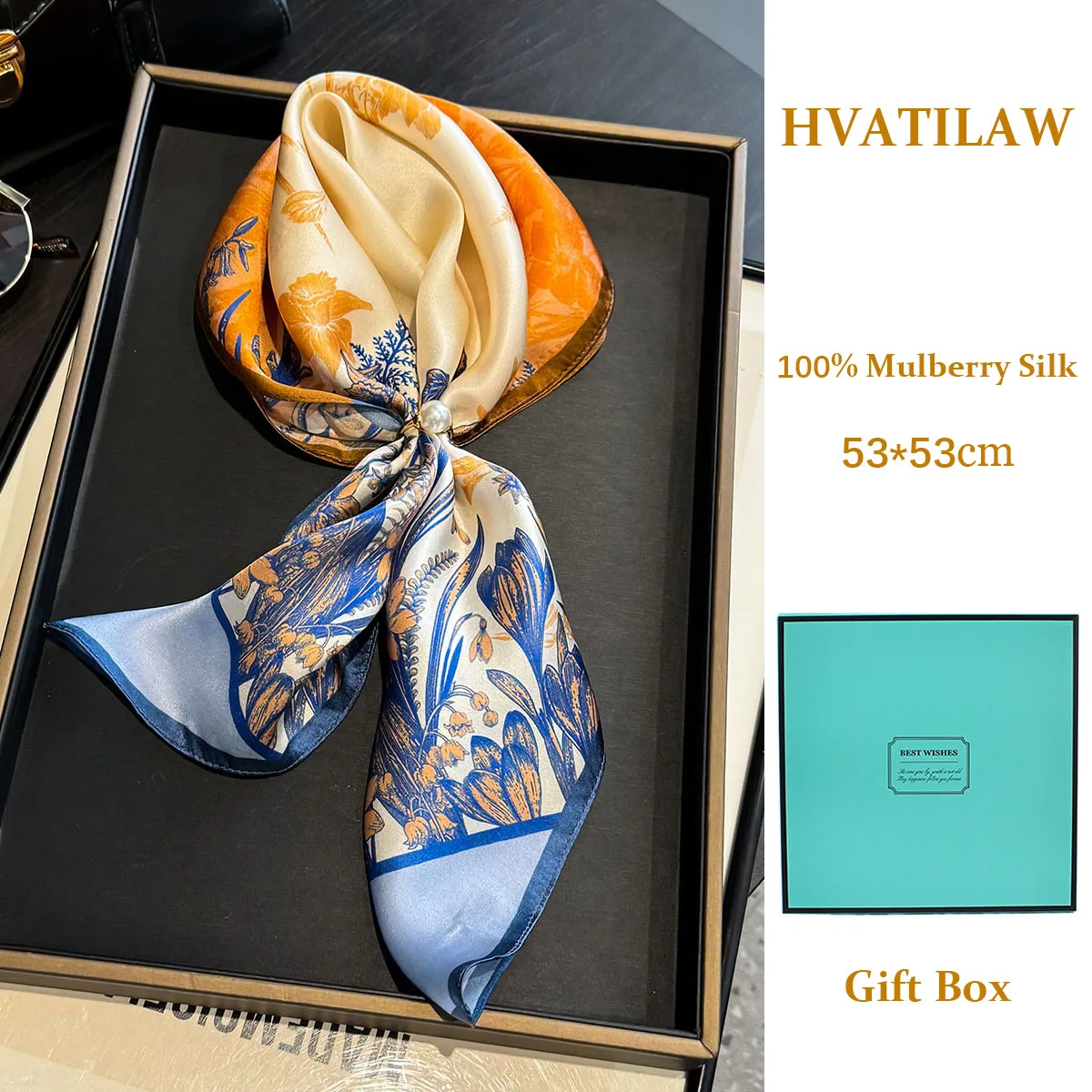 

100% Mulberry Silk Scarf Women Shawls Wrap Ladies Foulard Scarves Neck Hair Small Pashmina Female Hijab Bandana Echarpe Gift Box
