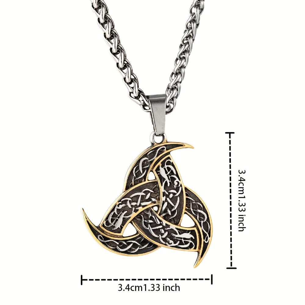 Men's Celtics Knot Trinity Pendant Necklace Stainless Steel Norse Slavic Icelandic Viking Amulet Jewelry Vintage Gift view 6