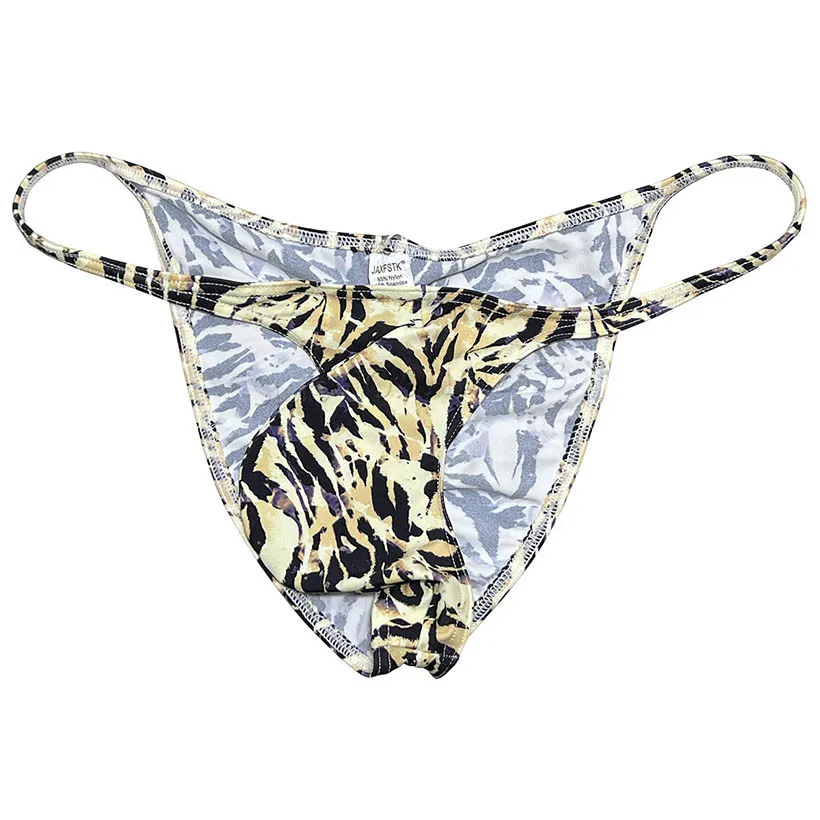 Men Leopard Cheeky Briefs Underpants Underwear Cheeky Bikini Panties Pouch Narrow Waist Posing Shorts