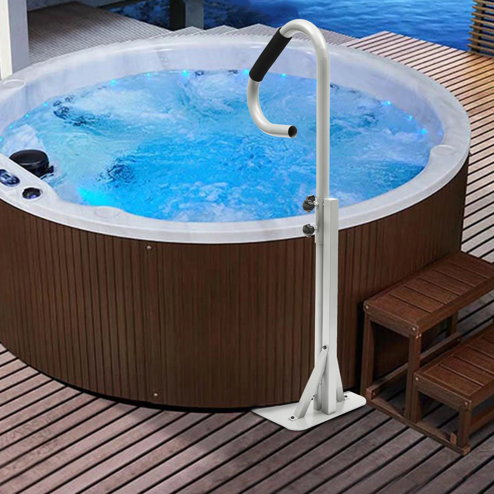 Spa Hot Tub Hand Rail Adjustable Height Slide Under Base Spa Steps Hot Tub Hand Rail Under Mount Rail Spa Handrail for Hot Tub