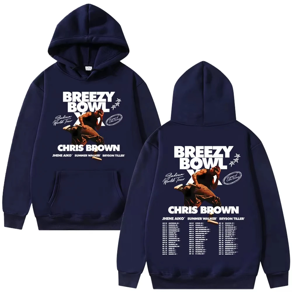 

Рэпер Крис Браун Breezy Bowl XX Tour 2025 Толстовка Мужская Женская Одежда Модная Хип-Хоп Негабаритная Толстовка С Капюшоном Мужская Уличная Одежда