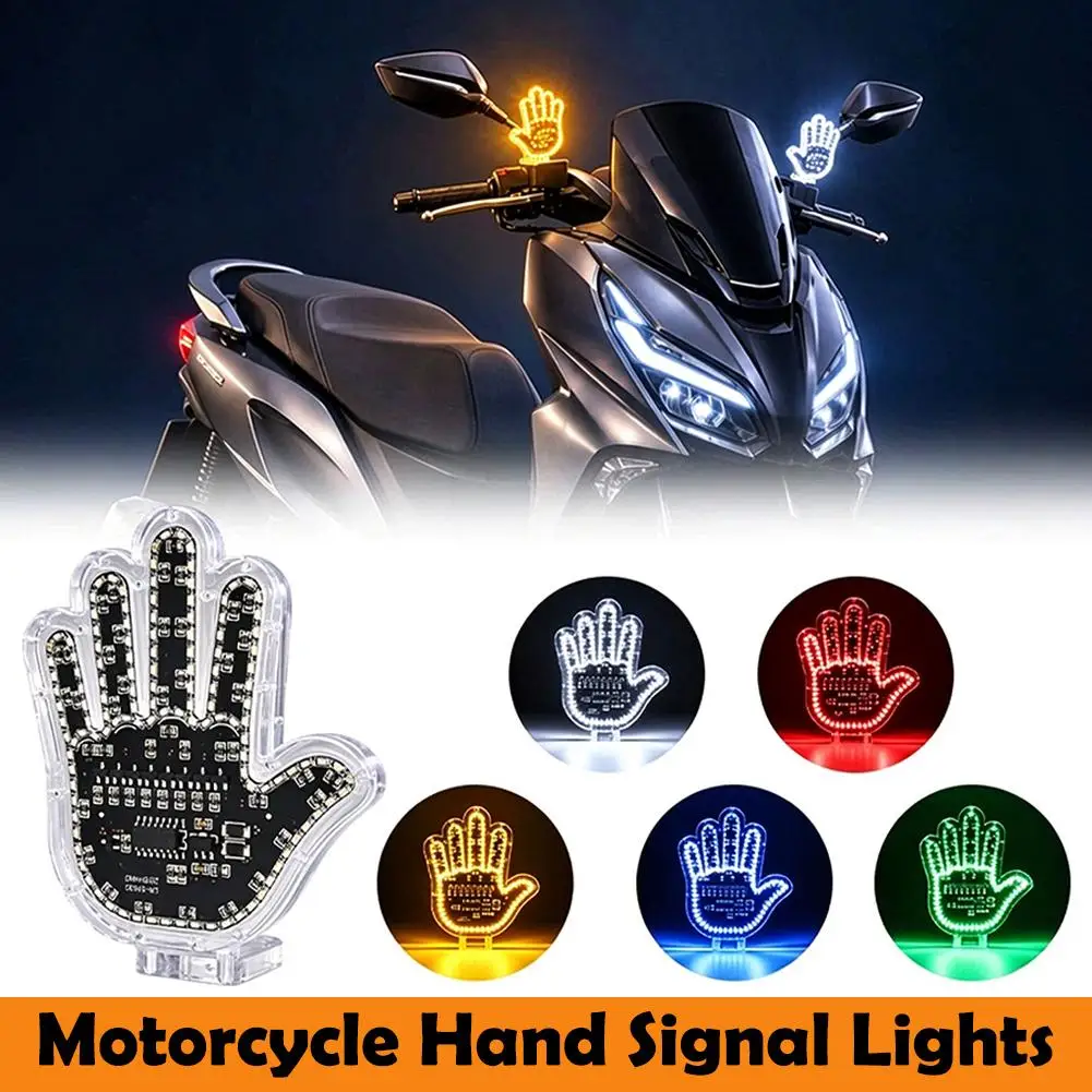 Car LED Finger Light Gesture Day/Night Visibility 4 Gestures Remote Control Car Signal Light Amber Yellow Light Car Accessories