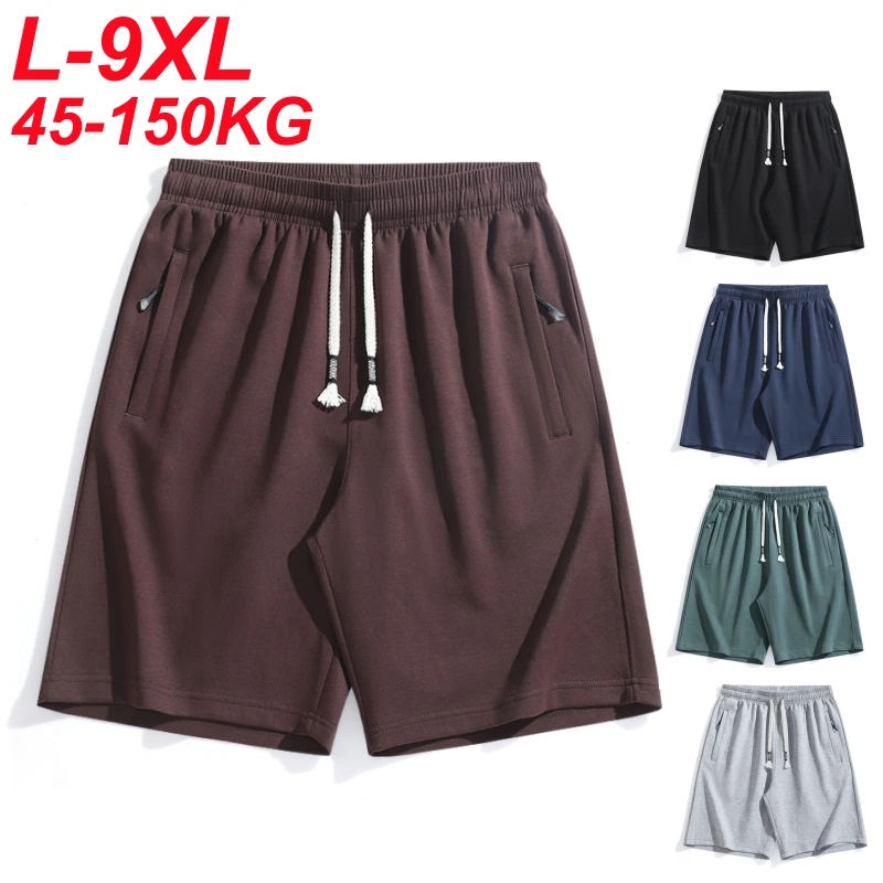 Shorts Esportivos de Algodão Plus Size 9XL 8XL 7XL Unissex Soltos Casuais Cor Sólida 5 Polegadas para Homens e Mulheres, Shorts de Basquete e Praia