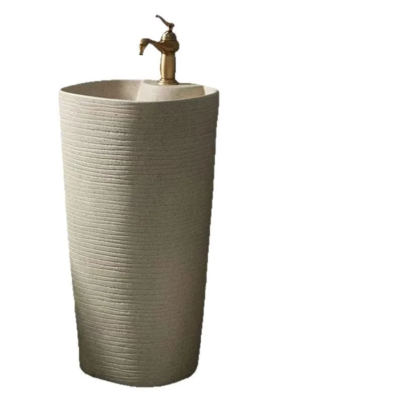 Retro Chinese outdoor wash basin, courtyard column basin, integrated floor-to-ceiling garden wash basin