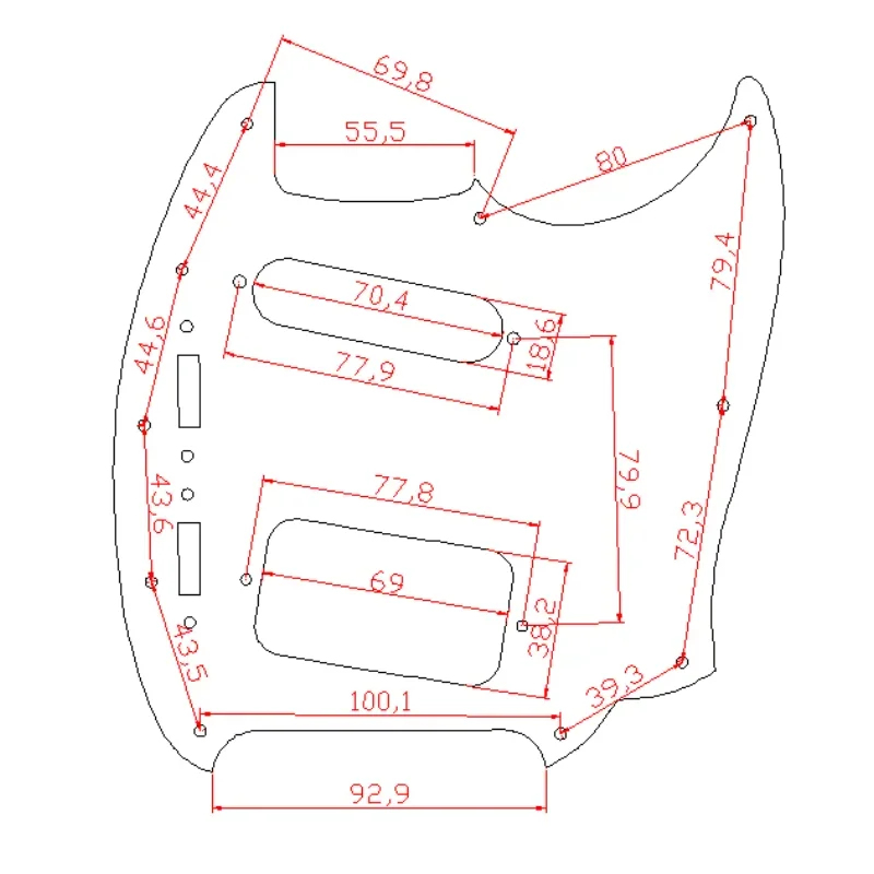 For US Mustang Guitar Pickguard, Single & Humbucker Pickups, No Control Hole Guitar Accessoires