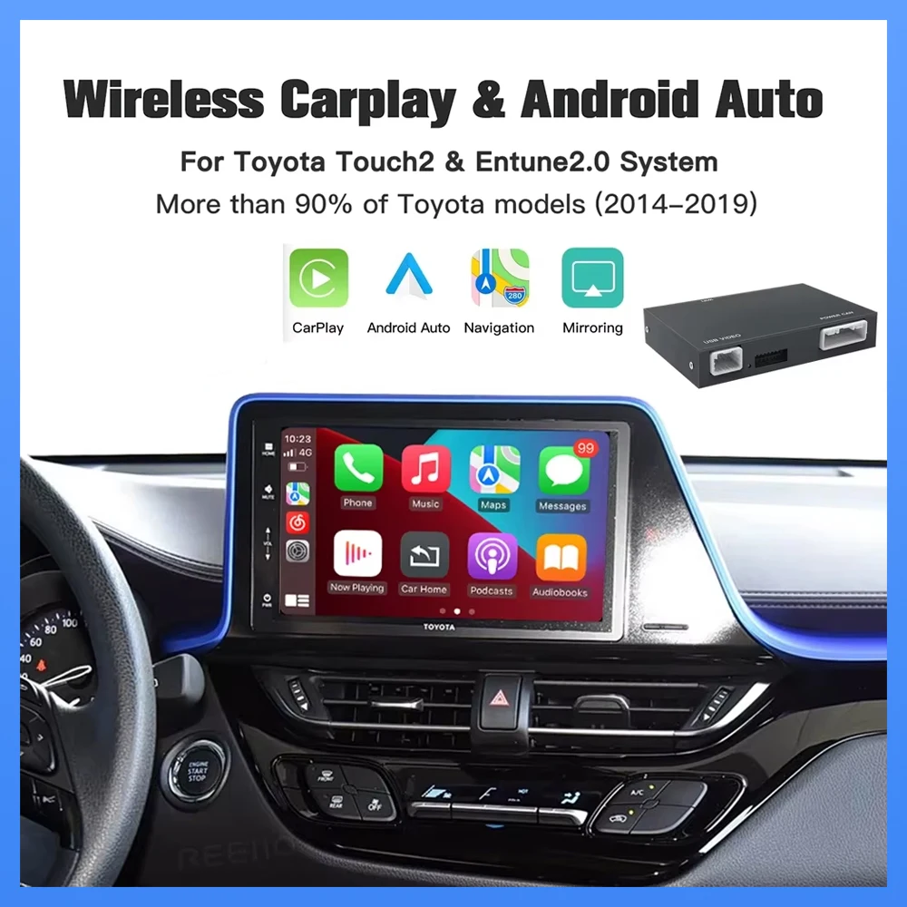 2025 Kabelloses Carplay Android Auto für TOYOTA Touch 2 Entune 2.0 Highlander Tundra Sienna Prius Yaris Camry CHR Modul-Decoder