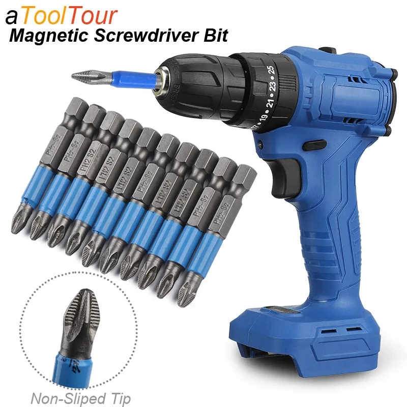 Magnetic Screwdriver Bits Set PH1 PH2 PH3 PZ1 PZ2 PZ3 Anti-slip 1/4 Hex Shank Fit Hand Electric Drill Driver Tool Part Accessory