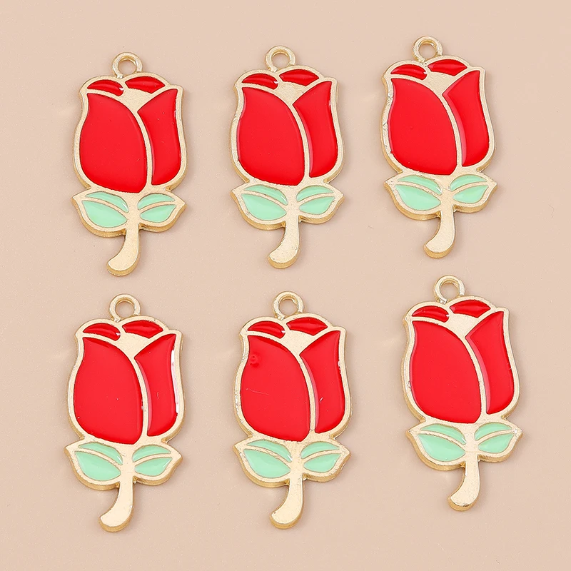 20 Stück niedliche, bunte Emaille-Anhänger in Form von Herzen und Blumen zum Basteln von Schmuck, Ohrringen, Halsketten und Armbändern – ideal für DIY-Bastelprojekte. – Detail 15