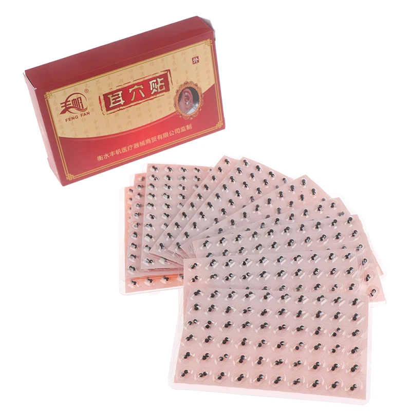 600Pcs/lot Auricular Therapy Seeds Ears Massage Stickers Ear Point Massage Press Magnets Plated Seeds Needle Patch