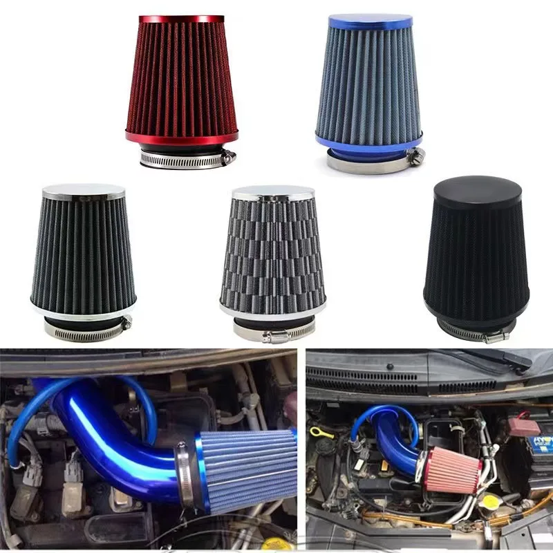 76MM High Flow Cold Cone Air Intake Filter  3\'\' Universal Car Air Filter Modification for Racing Sport Car