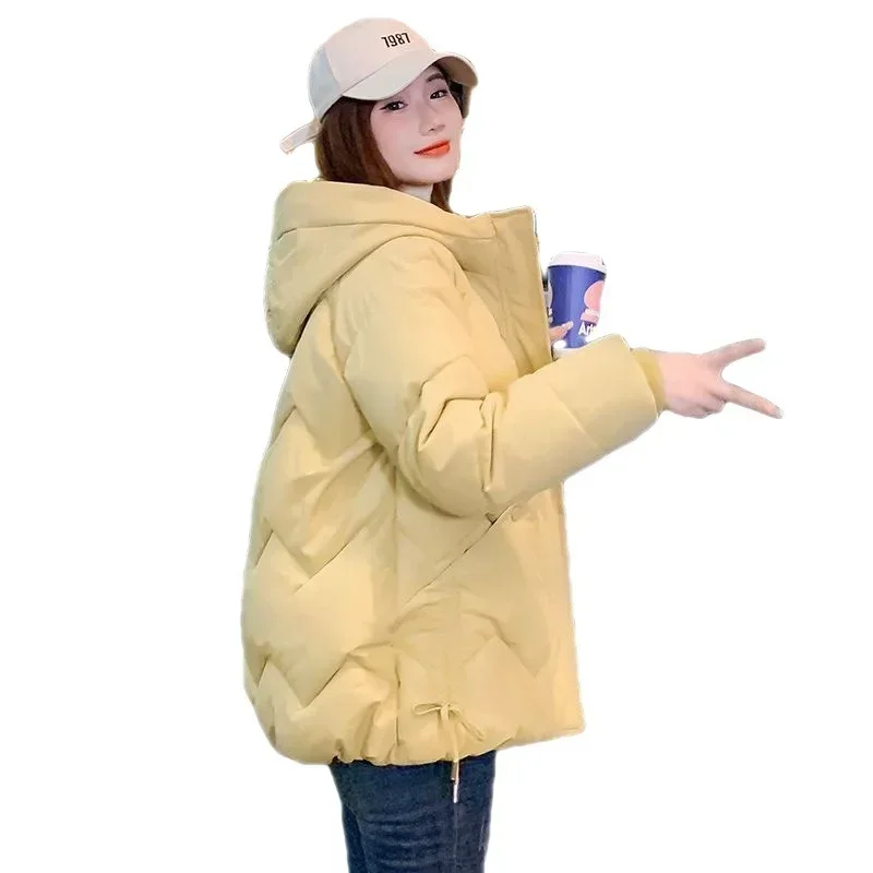 2023 nova moda coreano solto outono inverno parkas feminino curto casaco grosso com capuz algodão acolchoado jaquetas casacos femininos outwear