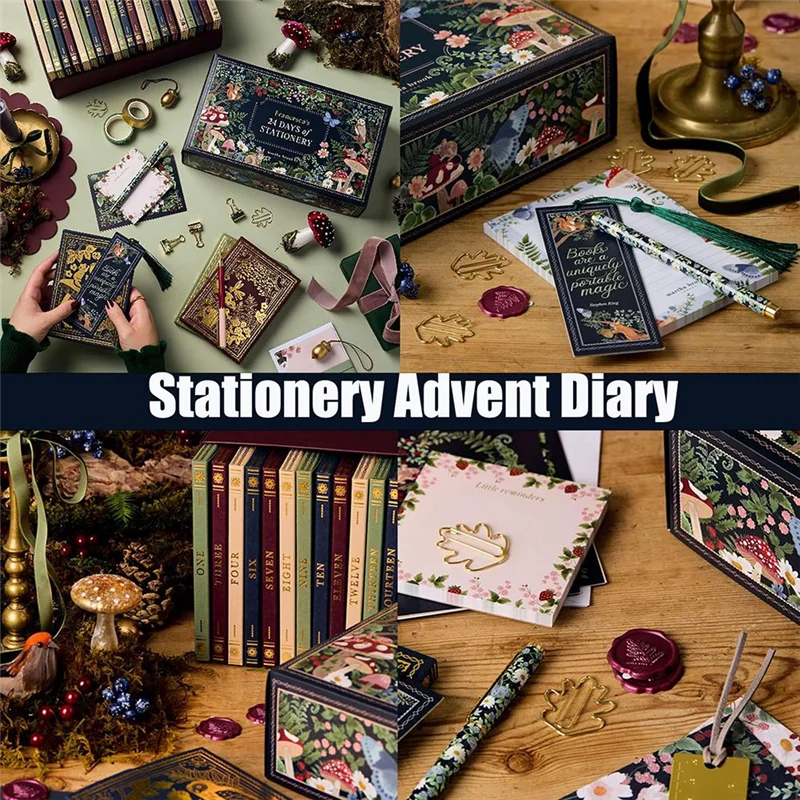 EDT-Stationery Advent Calendar 2024, Christmas Countdown Ultimate Calendar, Book Advent Calendar 2024, Christmas Stationery