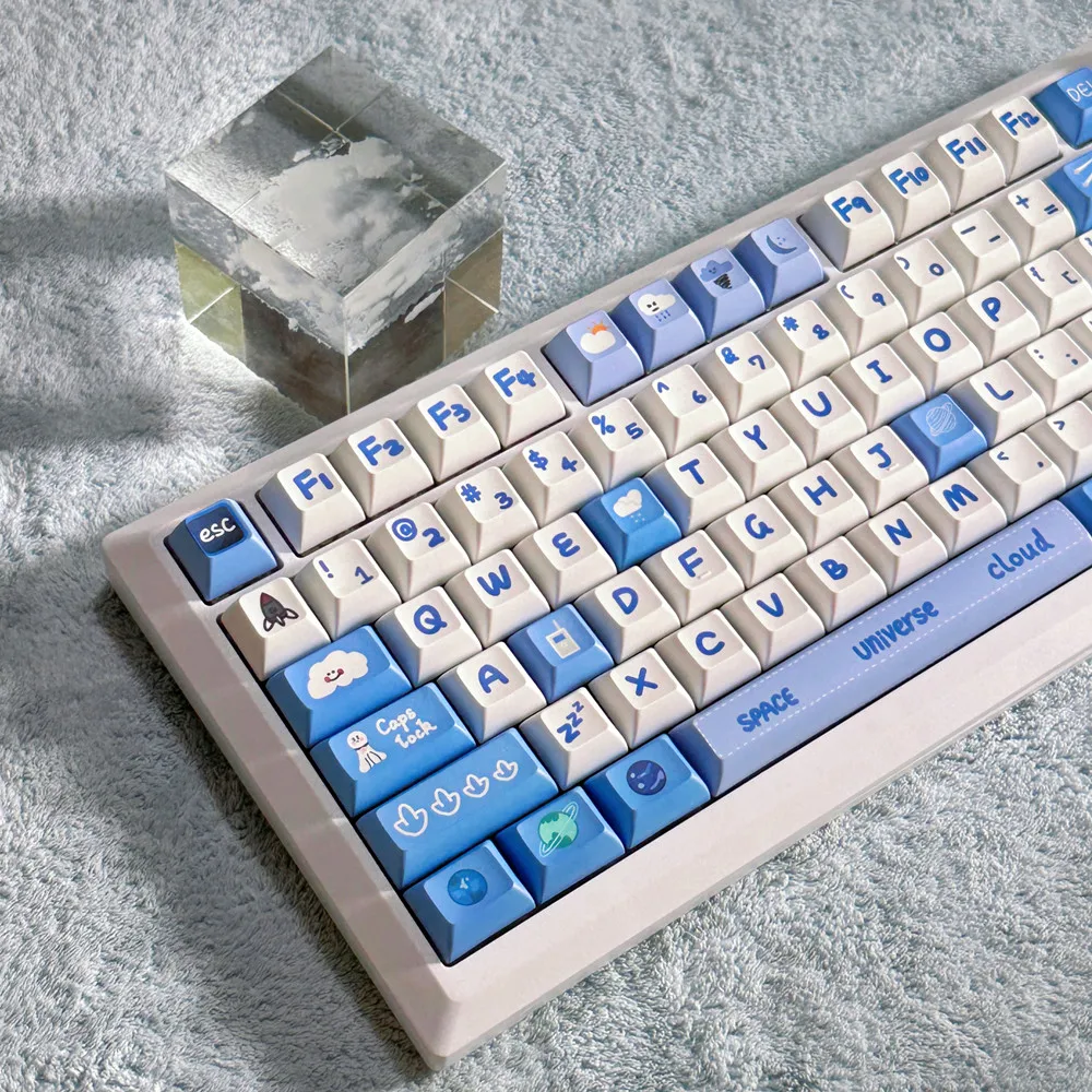 Mechanical Keyboard PBT Keycap Firmament Theme 142 Keys/Set KCA Profile DYE Sub White Blue ANSI Layout For Outemu MX Switch