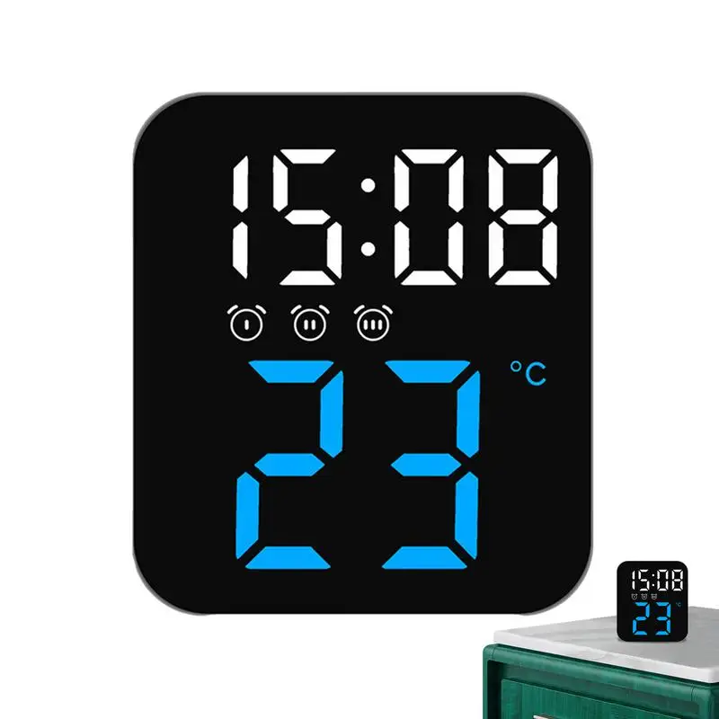 Digital Clock With Temperature LED Digital Wall Clock Large Screen Time Temperature Remote Control Adjustable Brightness Clock