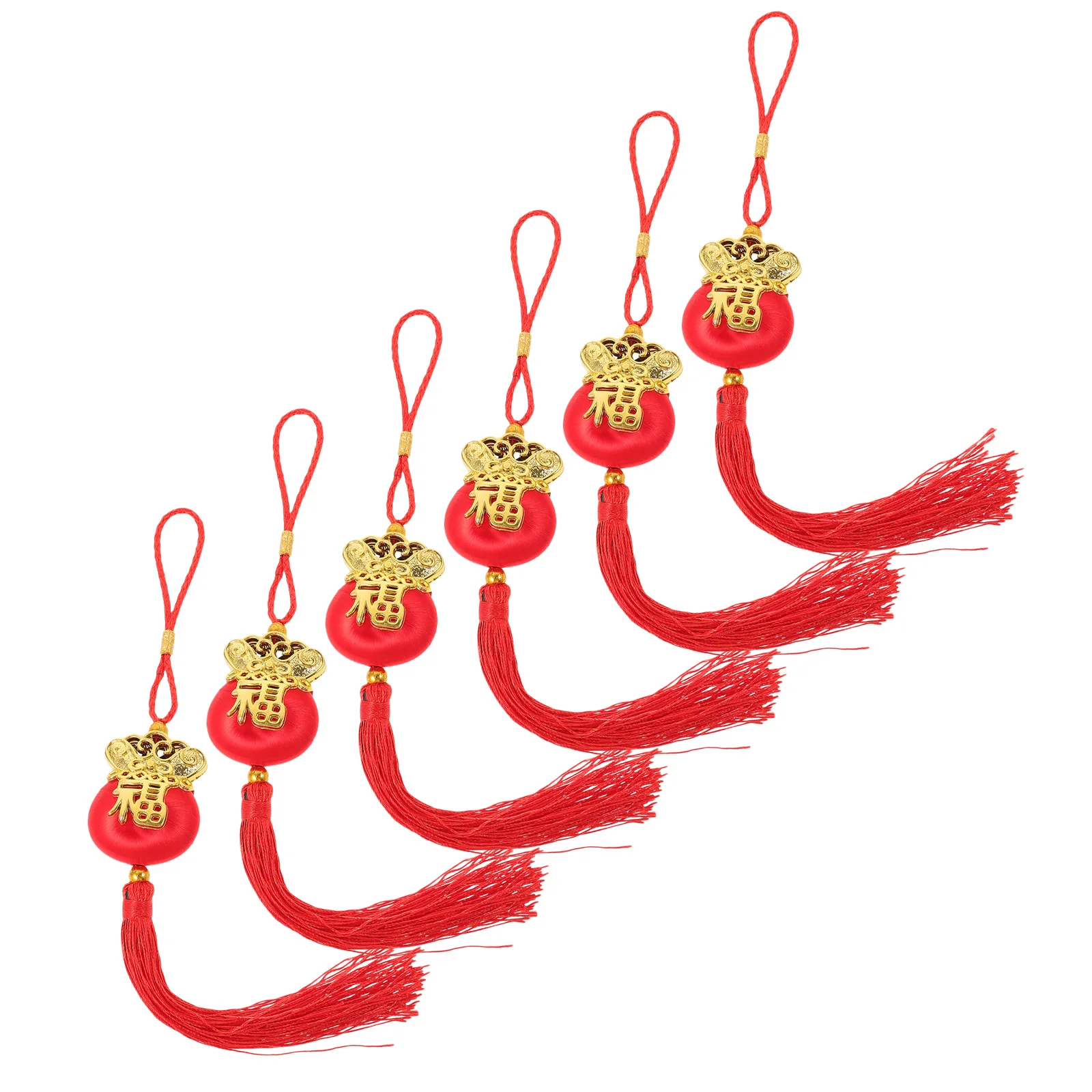 

6Pcs Fu Character Small Chinese Lanterns Hanging Bonsai Lantern Pendants New Year Lantern Decorations Spring Festival