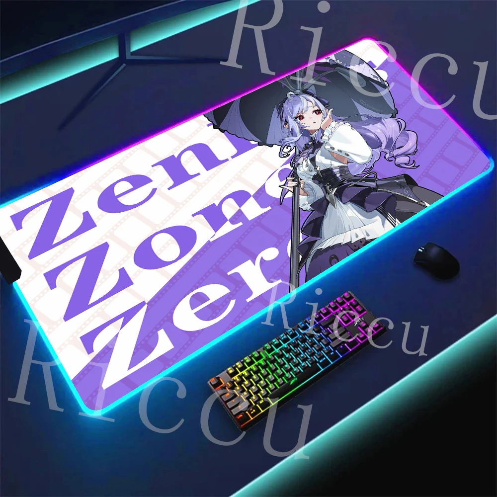 

RGB Hentai ZZZ Gaming Mouse Pad 400x900mm PC Accessories Zenless Zone Zero Keyboard Desk expand Mats LED Anime Girls Mouse pads