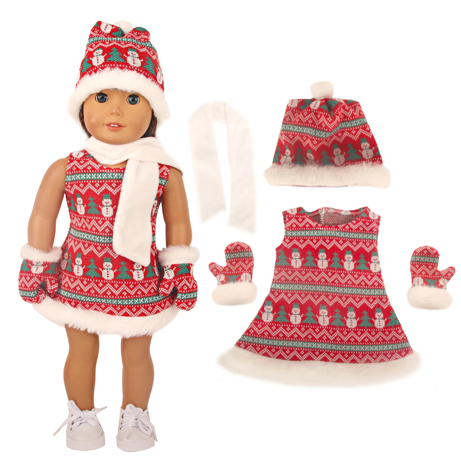 Christmas New Doll Clothes Elk, Snowflake, Snowman Dress Set  For 18 Inch American&43cm Baby New Born,OG,Life Girl Doll Girl Toy