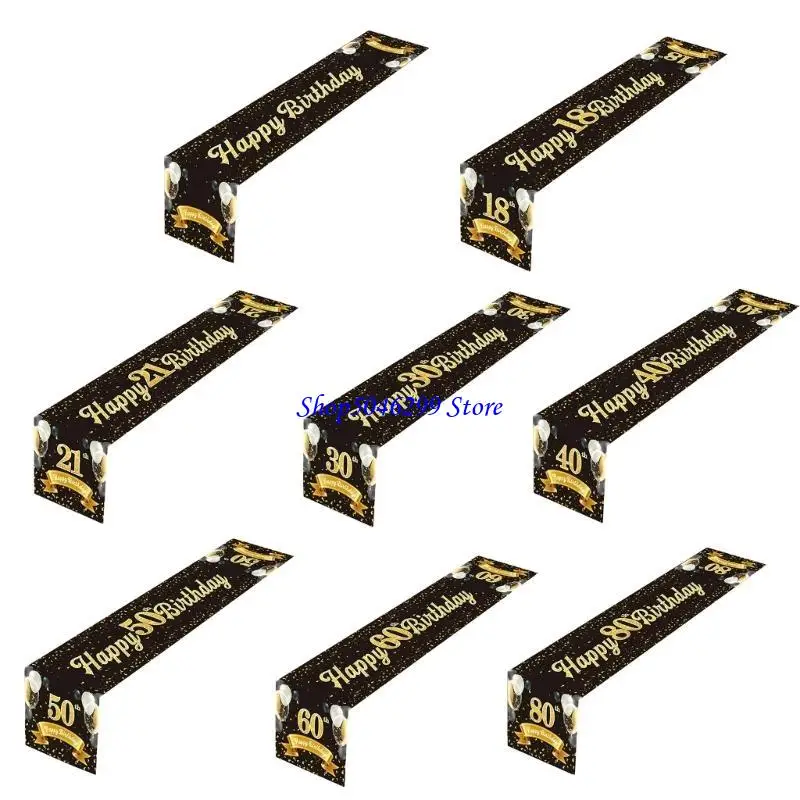 

H55A Premium Table Runner Birthday Table Decoration in Black Gold Theme Accessories