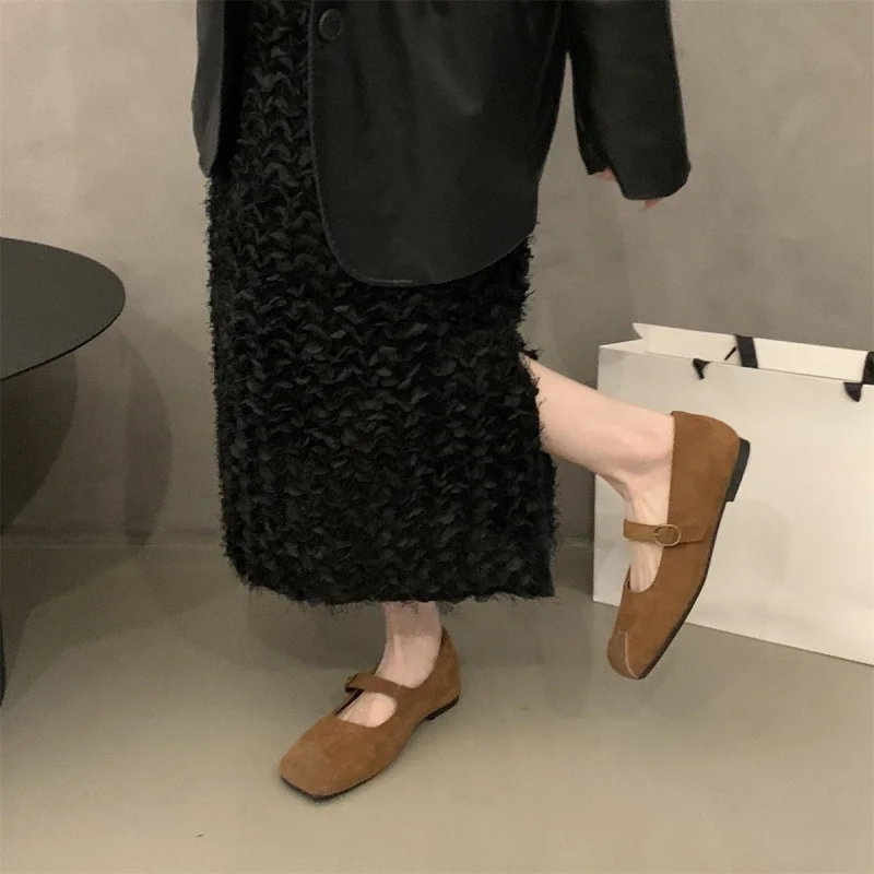 حذاء ماري جين ريترو صغير للنساء، للربيع والخريف، حذاء مسطح جديد بطبعة الفهد بمقدمة مربعة كاجوال