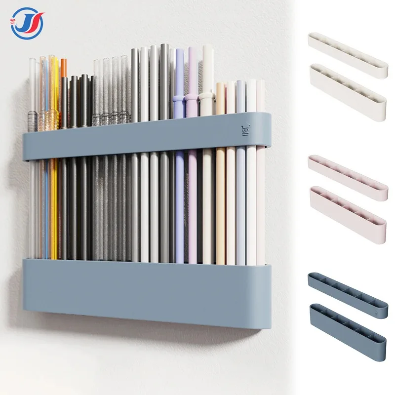 

Straw Holder for Cabinet Door, Reusable Tumbler Straw Organizer, Ultra-Sticky Door-Mounted Kitchen Accessory Storage Rack