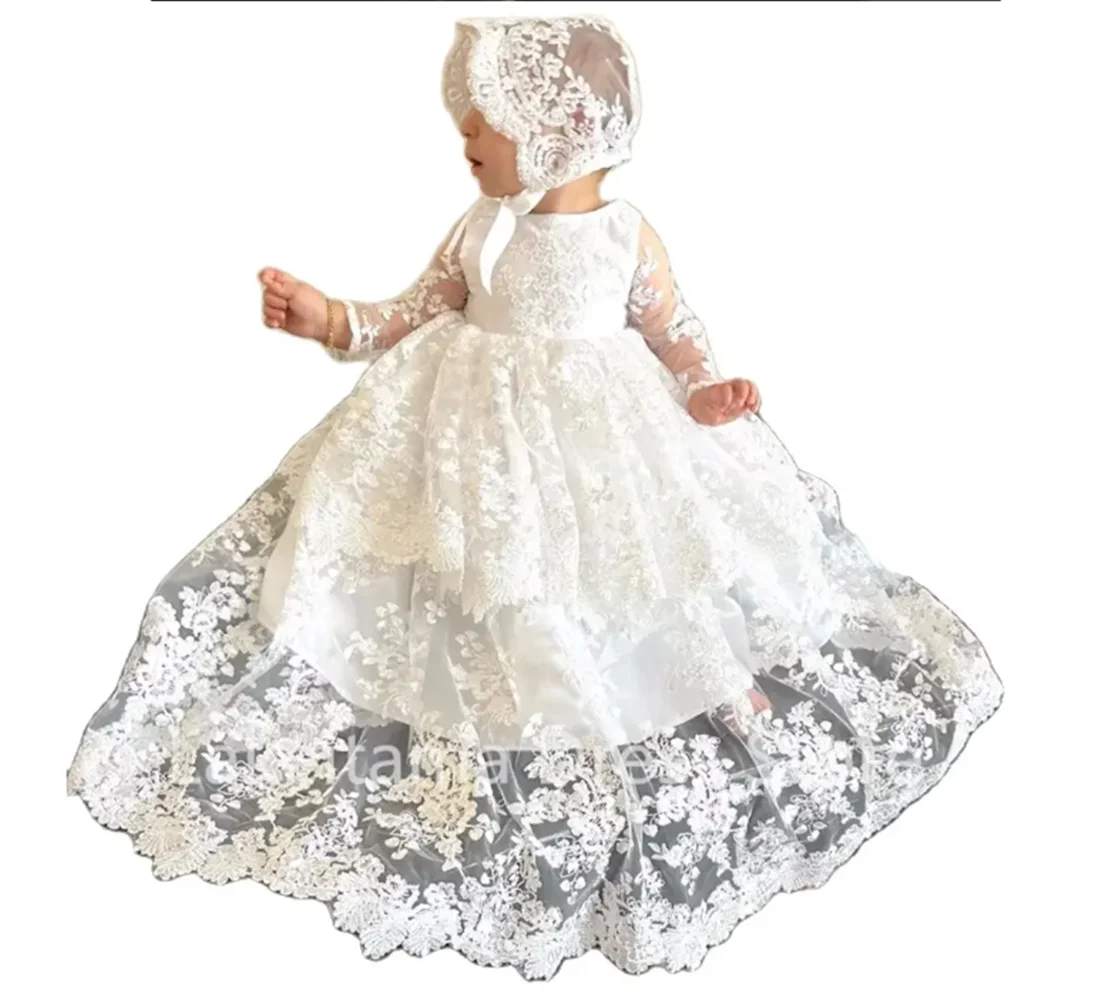 Fairy Baby Girl Christening Dress For Baptism Wedding Kids Girl Party Wear Dresses Infant Princess 1 Year Birthday Dress