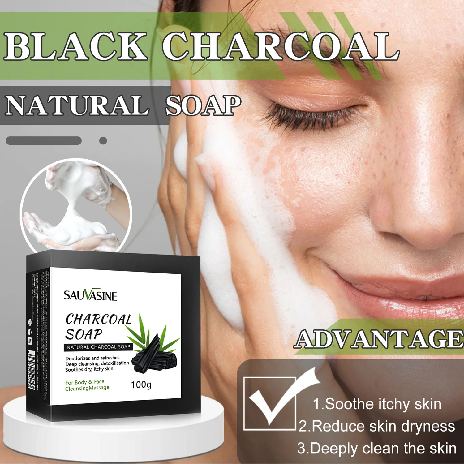 black charcoal soap100g Facial Care tools