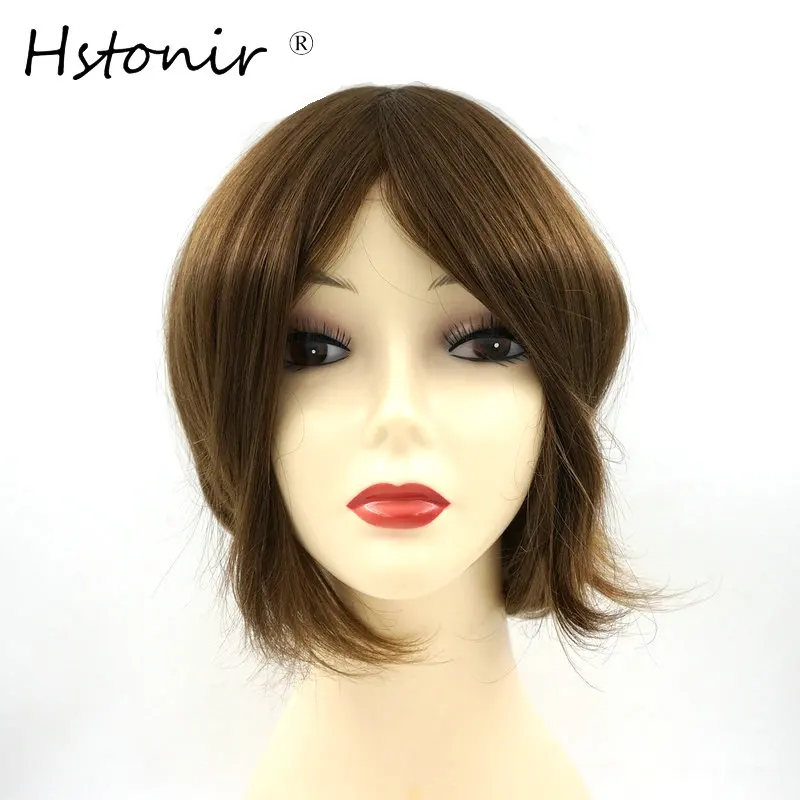 Hstonir Injection Toupee European Remy Hair Silky Straight Human Hair Replacement Skin Poly Base Human Hair Toppers H076