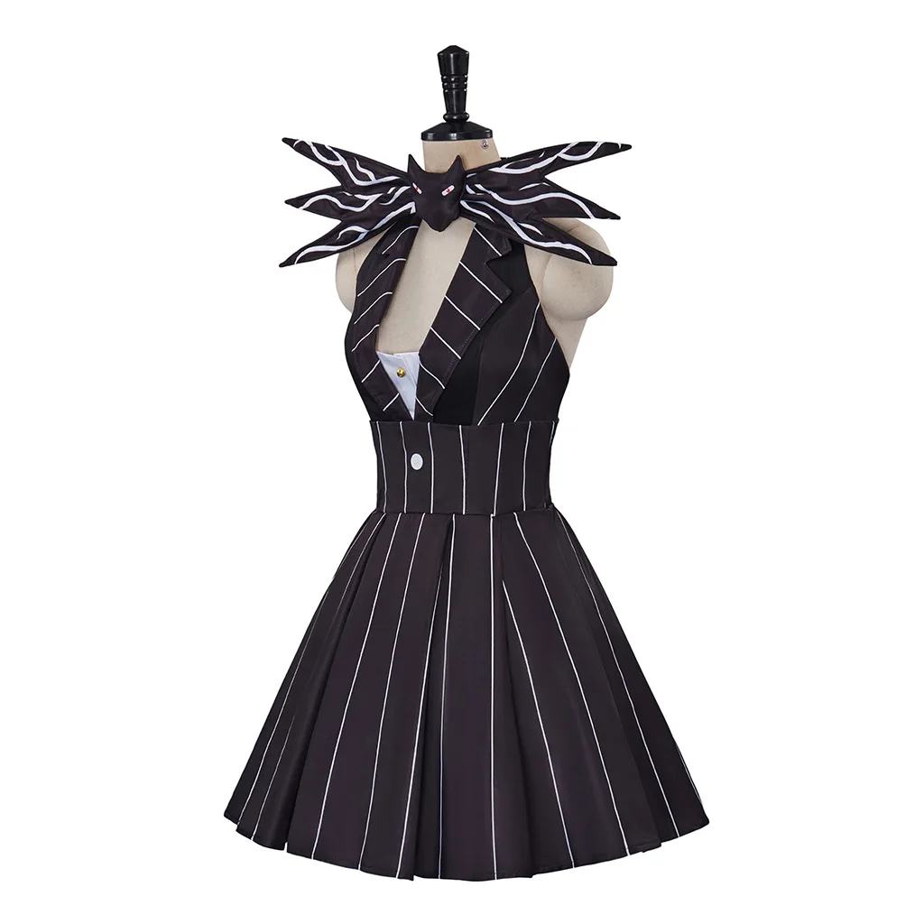 ack Cosplay Skelington Costume The Night Black Stripe Dress Christmas Halloween Carnival Party Outfits
