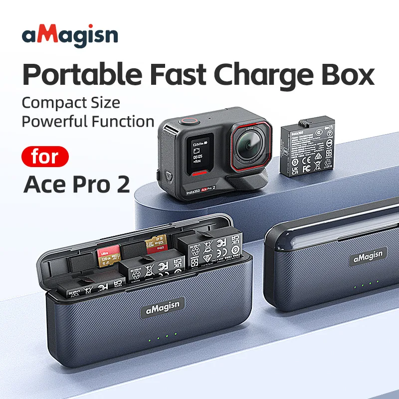 

Портативный зарядный чехол aMagisn для аккумулятора Insta360 Ace Pro 2, зарядное устройство с быстрой зарядкой 20 Вт для Insta 360 AcePro2, аксессуары для питания