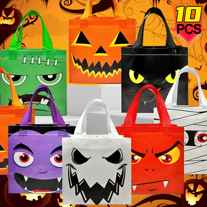 Halloween Personalized Gift Bag Non-Woven Fabrics Hand Tote Bags For Gifts Wrapping Trick Or Treating And Party Favors Supplies