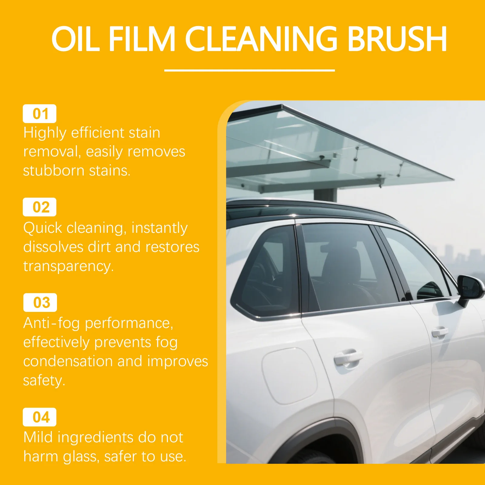 Automotive Oil Film Cleaning Brush Car Glass Window Wipe Anti-Rain Fog Front Function Maintenance Inside Windshield Home Sponge view 4