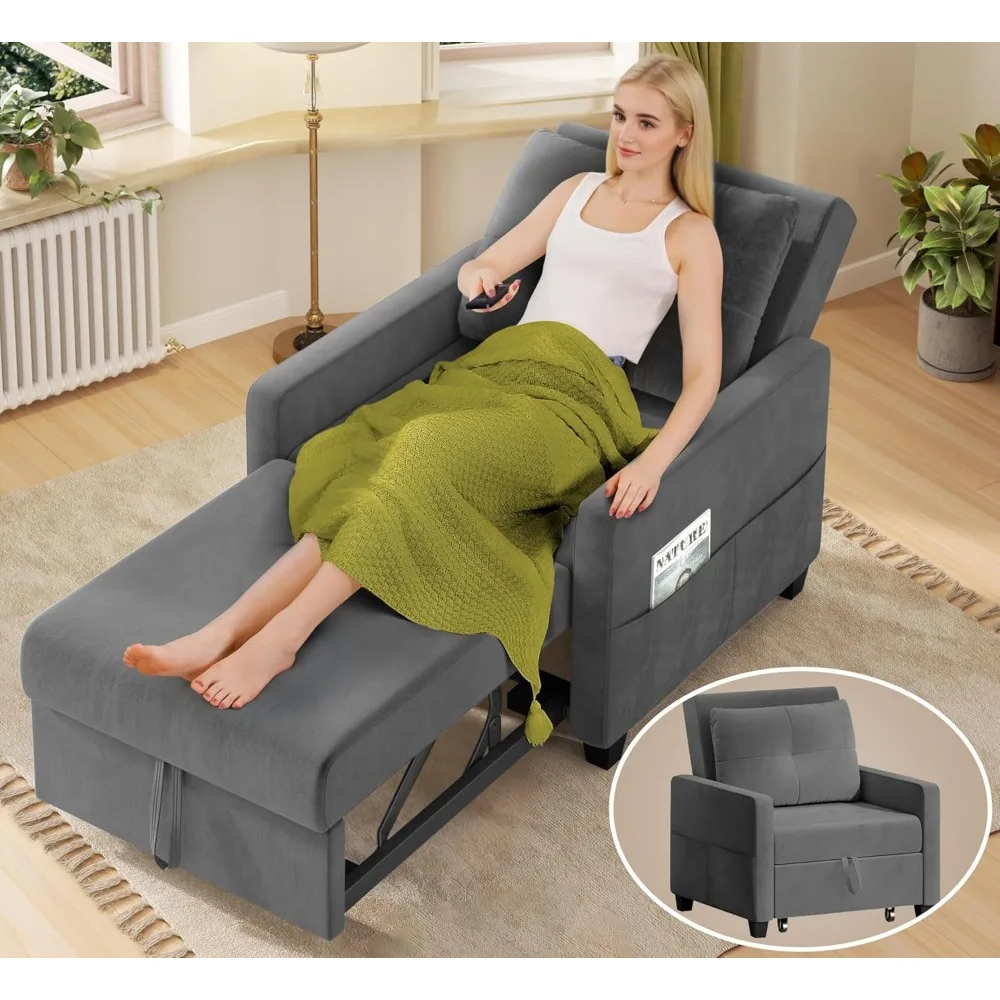 

Диван-кровать, раскладное кресло-кровать 3 в 1 с регулируемой спинкой, небольшой выдвижной диван-кровать 32 дюйма, поддержка 400 фунтов