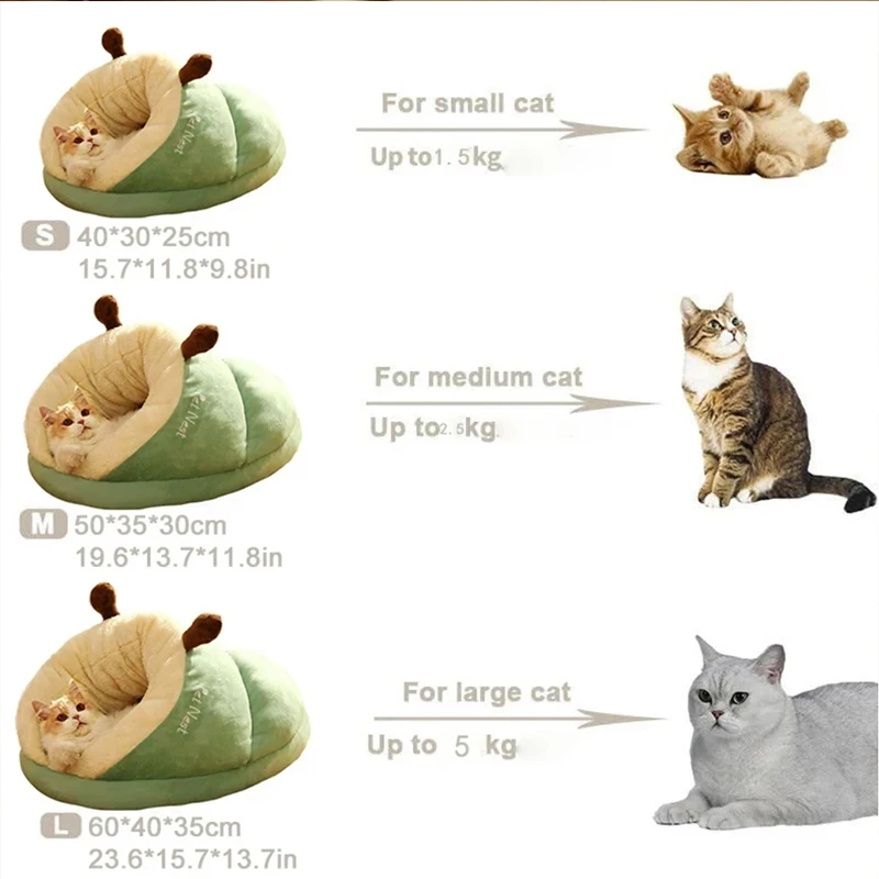 Pet Kennel Dog Cat House Semi-enclosed Winter Warm Thickened Slippers Cats Cushion Sleeping Bag Soft Washable Pet Supplies